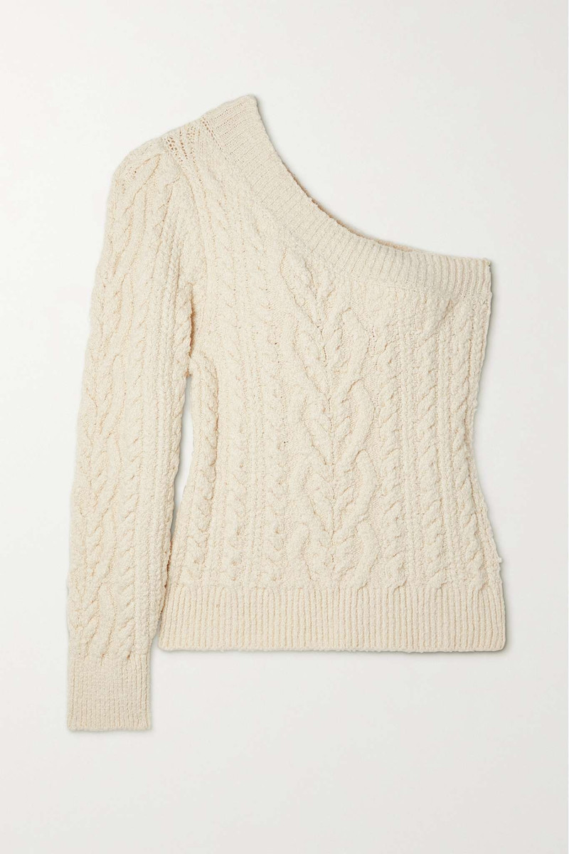 Blaine one-shoulder cable-knit cotton-blend sweater 1