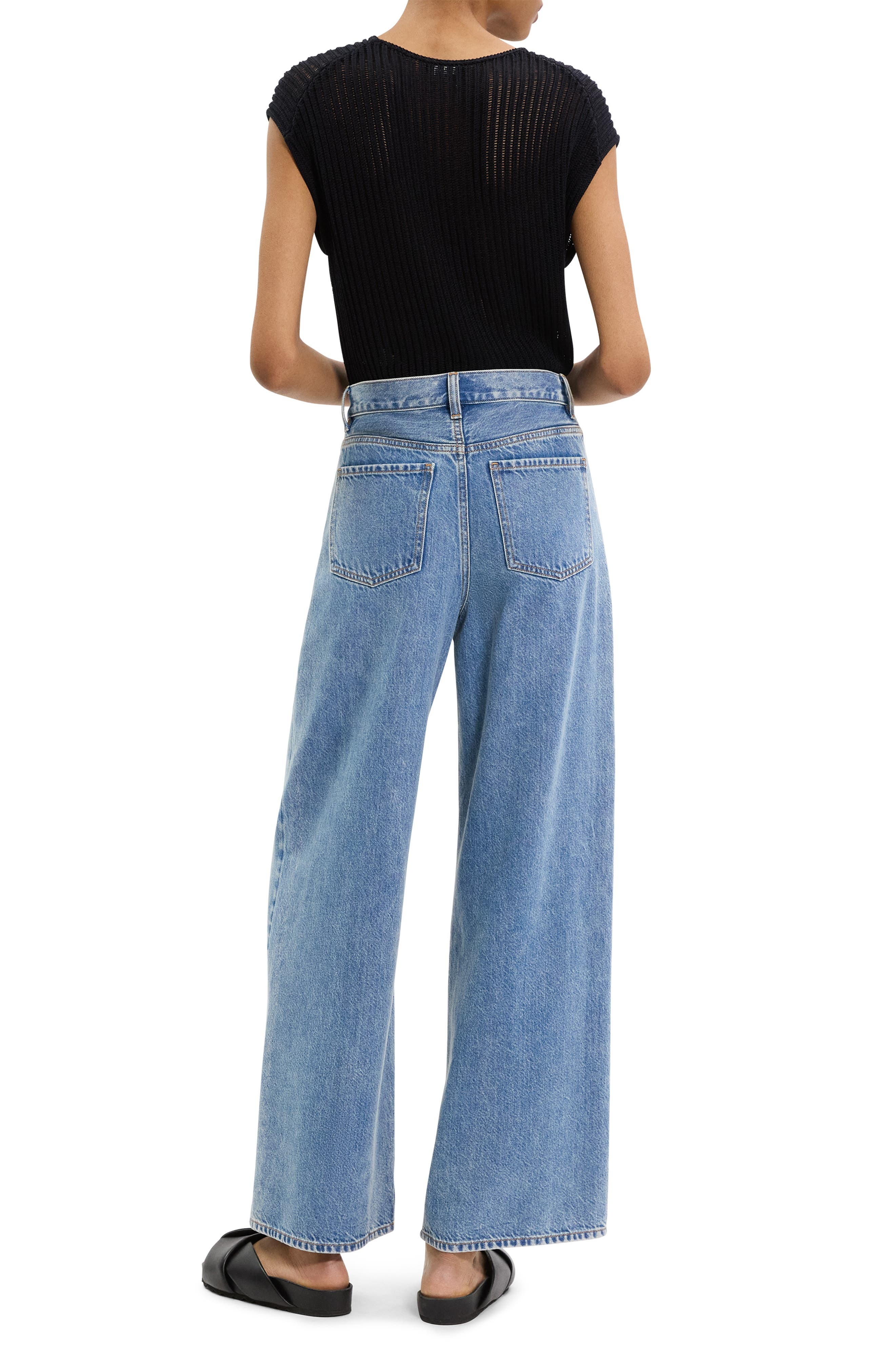 Theory Relaxed Fit High Waist Wide Leg Jeans in Ice Blue at Nordstrom - 5