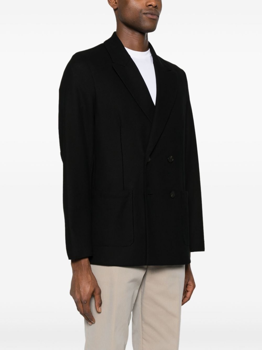 honeycomb-knit double-breasted blazer - 3