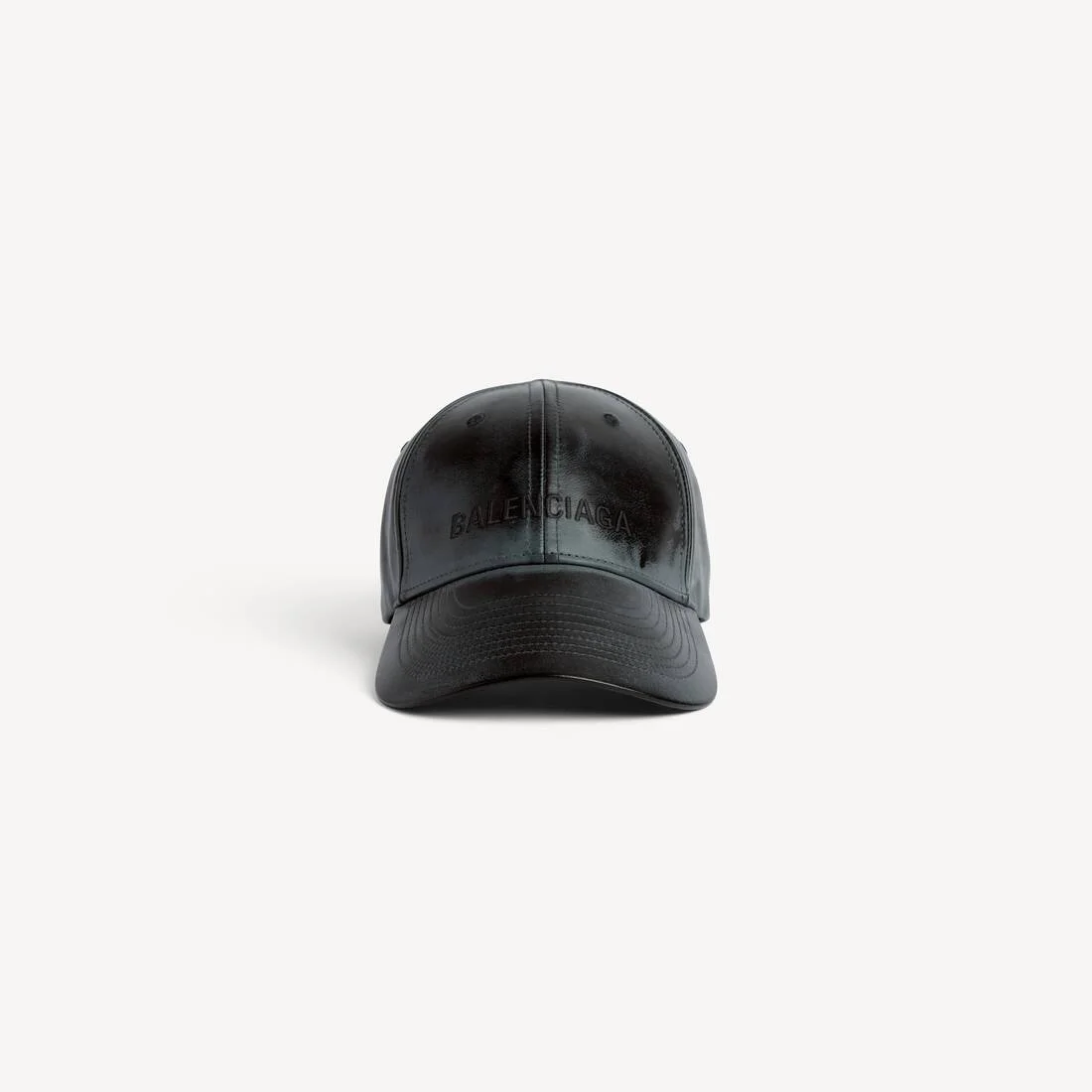 Men's Leather Cap in Black - 1