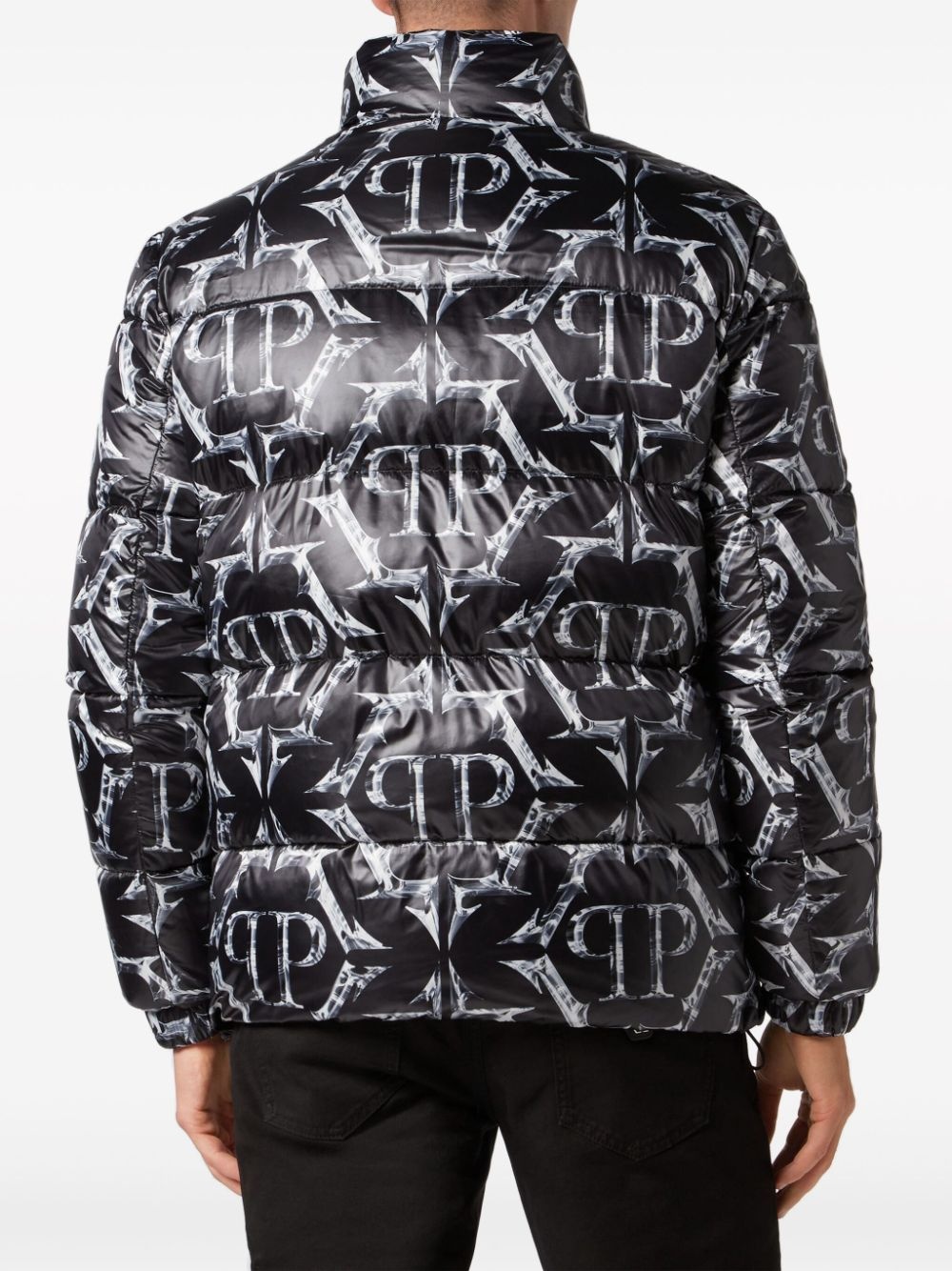 logo-print quilted padded jacket - 3