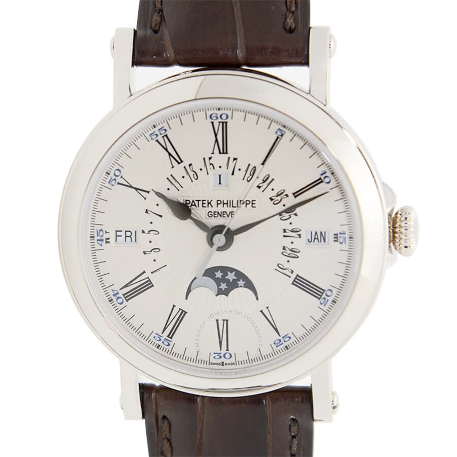 Pre-owned Patek Philippe Perpetual Calendar Silvery Opaline Dial Men's Watch 5159G - 2