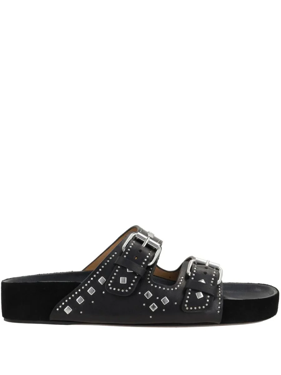 Isabel Marant Étoile 'Lennyo' Black Leather Slippers - 1