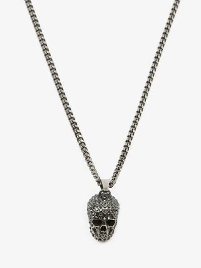 Alexander McQueen Men's Pave Skull Necklace in Antique Silver outlook