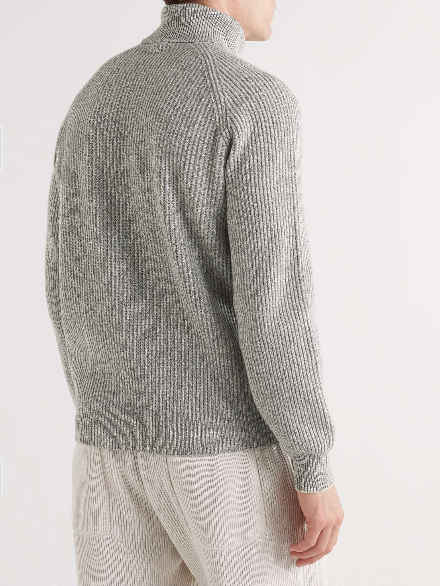 Ribbed Virgin Wool, Cashmere and Silk-Blend Rollneck Sweater - 4