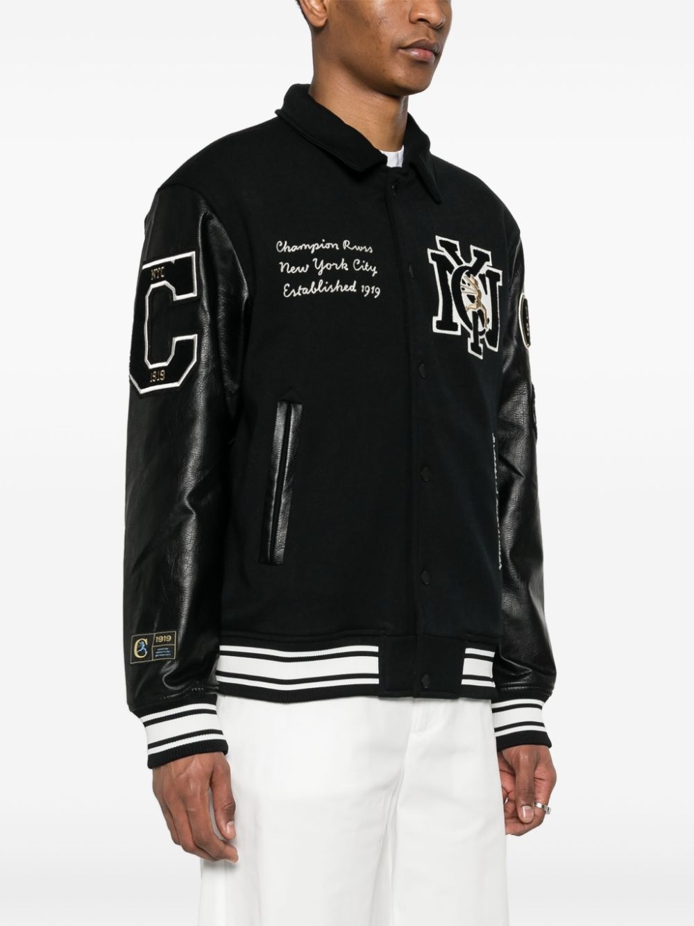 logo-patch bomber jacket - 3