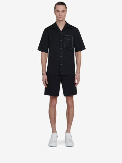 Alexander McQueen Men's Contrast Stitch Hawaiian Shirt in Black outlook