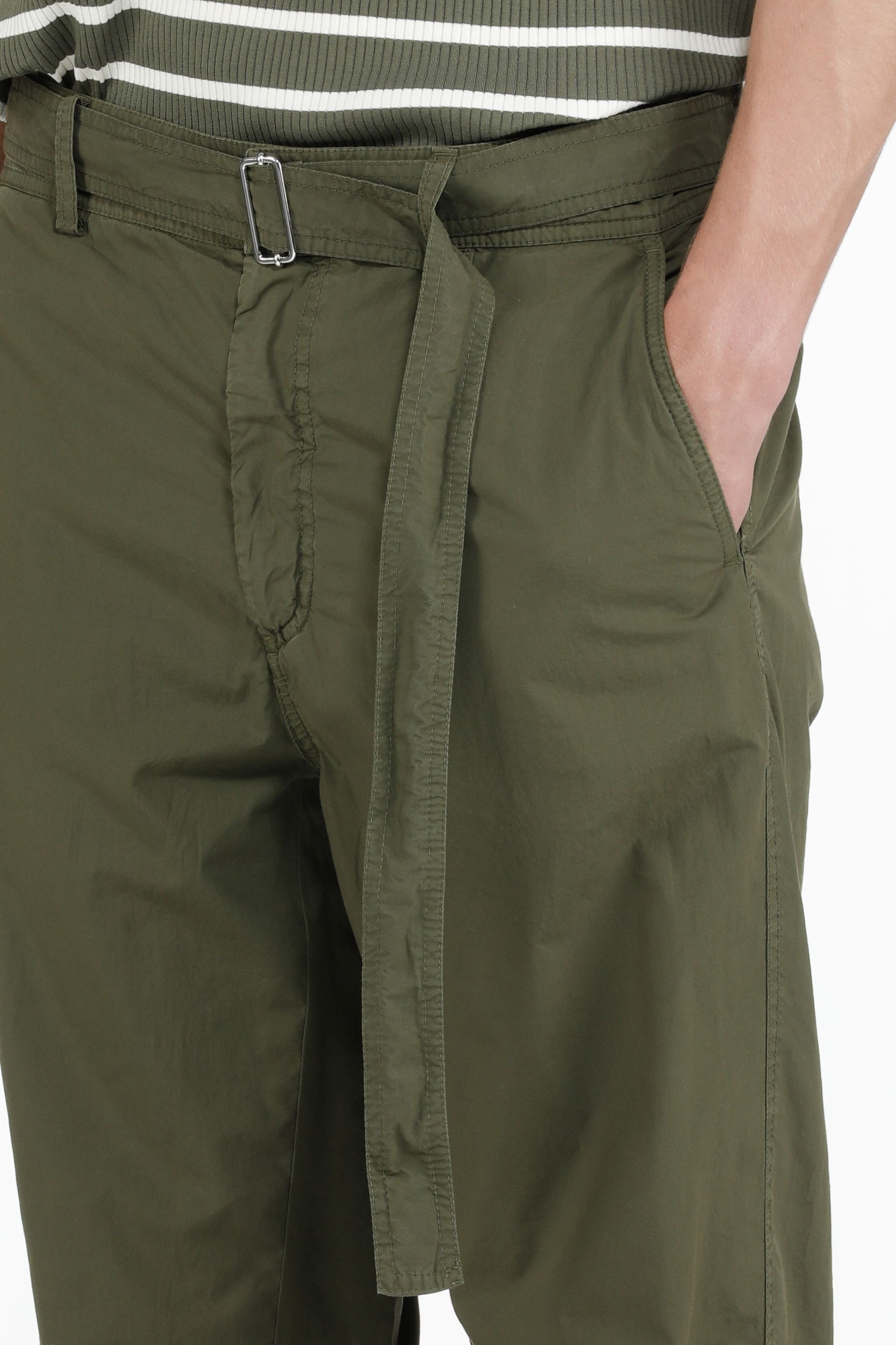 BELTED STRAIGHT-LEG COTTON TROUSERS - 5