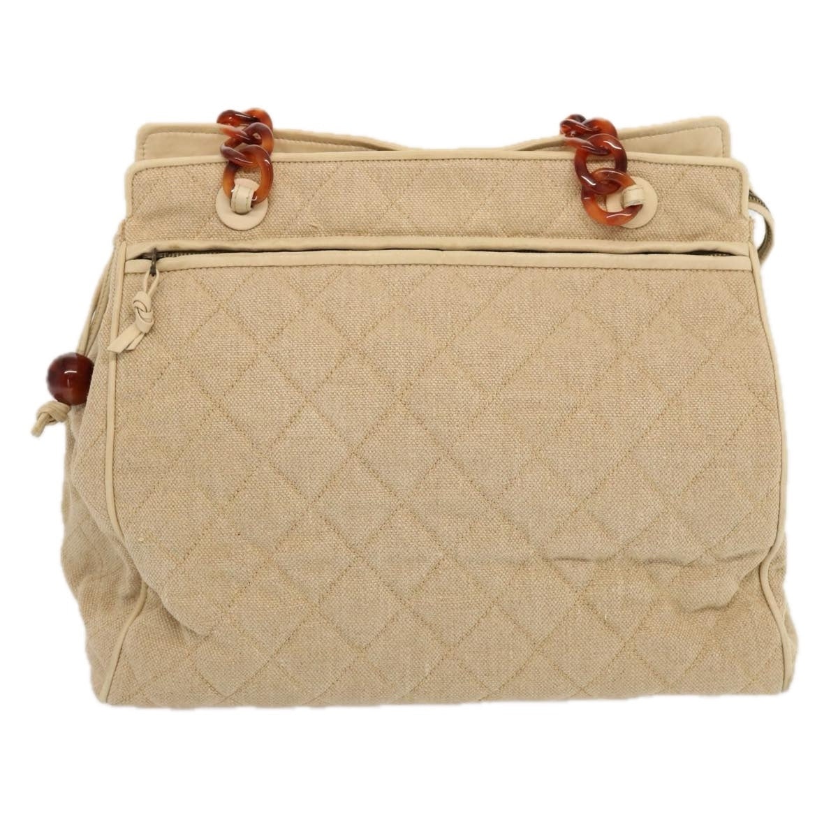 CHANEL Tote Bag Canvas Beige CC - 13