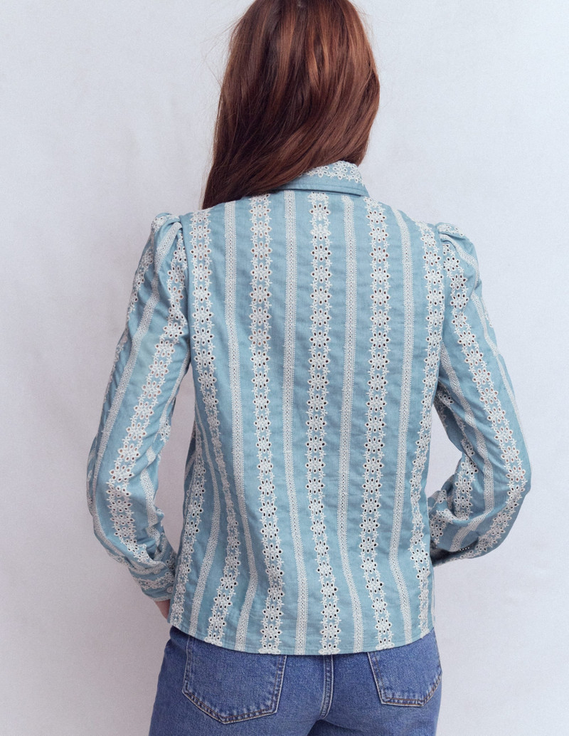 Cara Denim Shirt-Blue Broderie 4