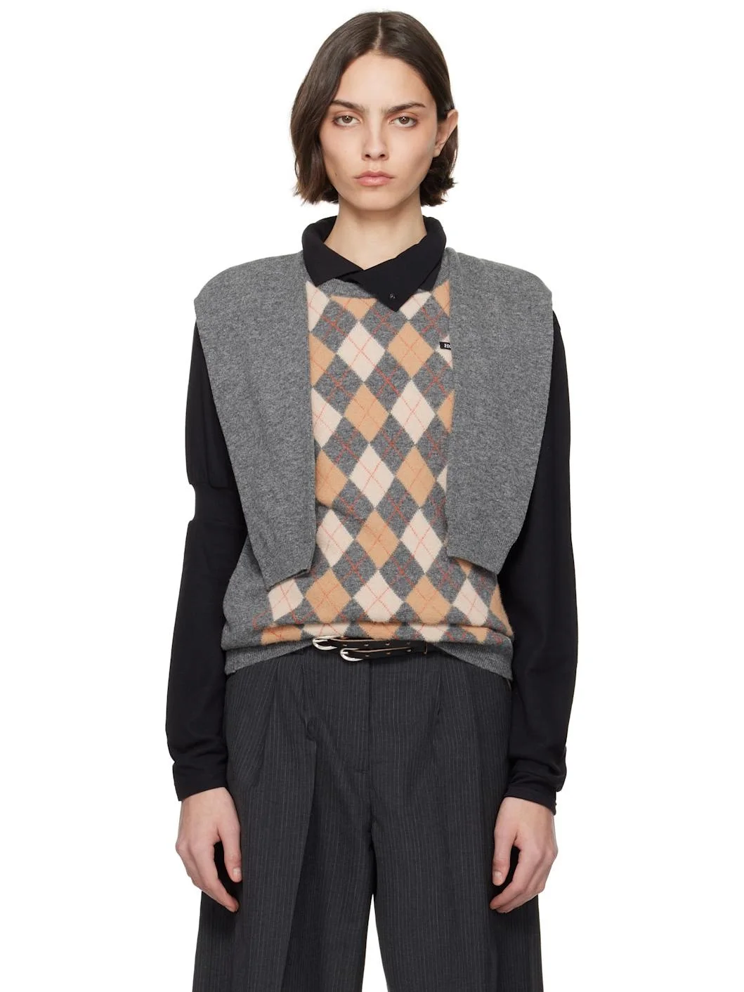 geometric-pattern vest - 1