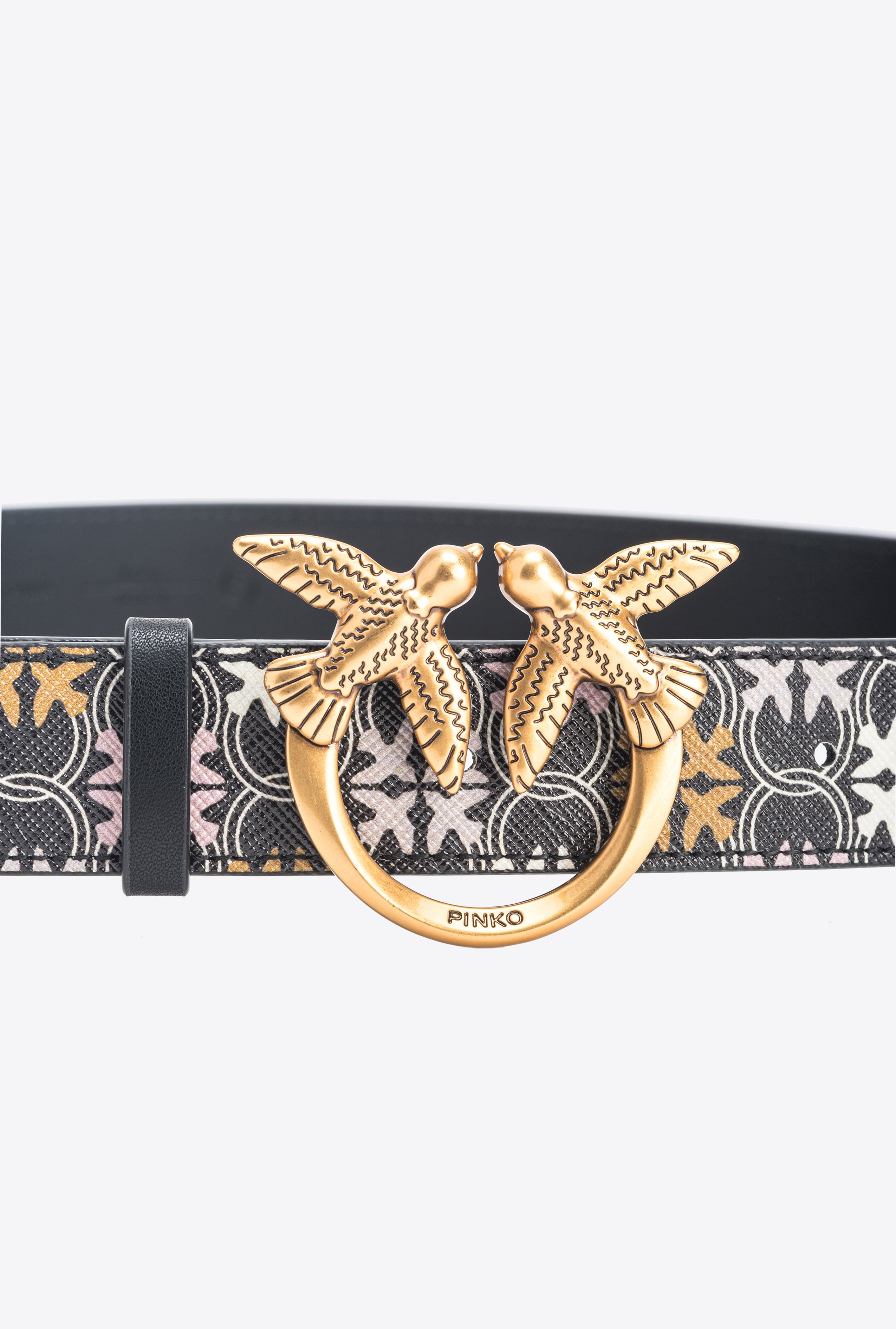 3CM LOGO-PRINT BELT WITH LOVE BIRDS BUCKLE - 2