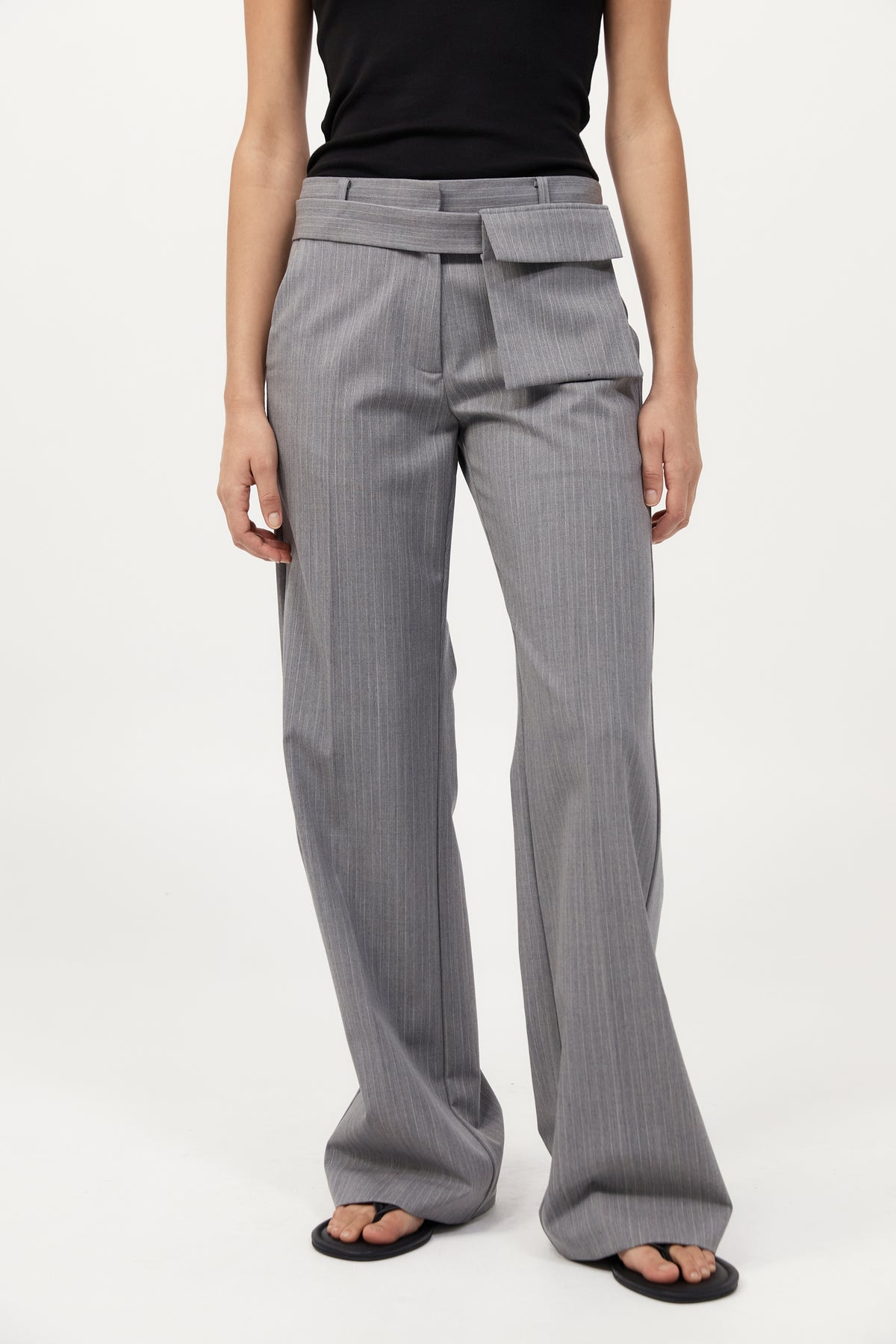 Carter Pocket Belt Pants - Grey Pinstripe - 3