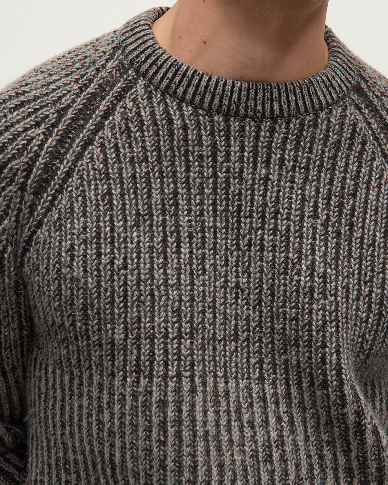 Ribbed Donegal Cashmere Grey Jumper - 5