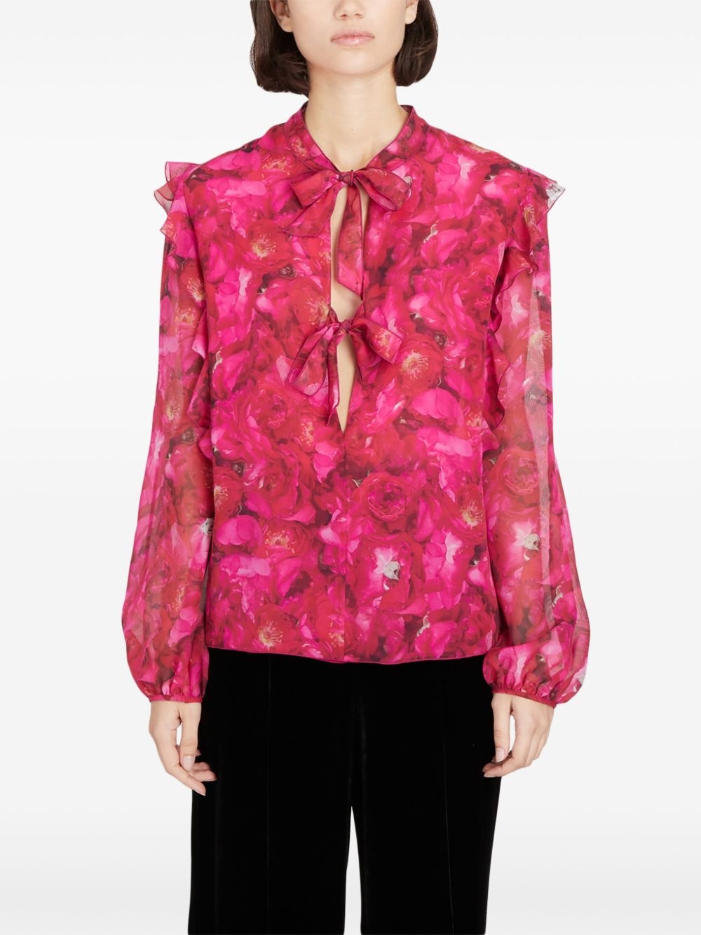 floral-print silk-georgette blouse - 2