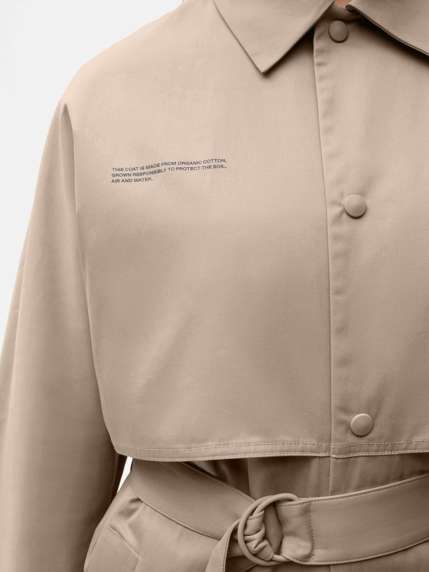 Womens Organic Cotton Trench Coat - Taupe - 5