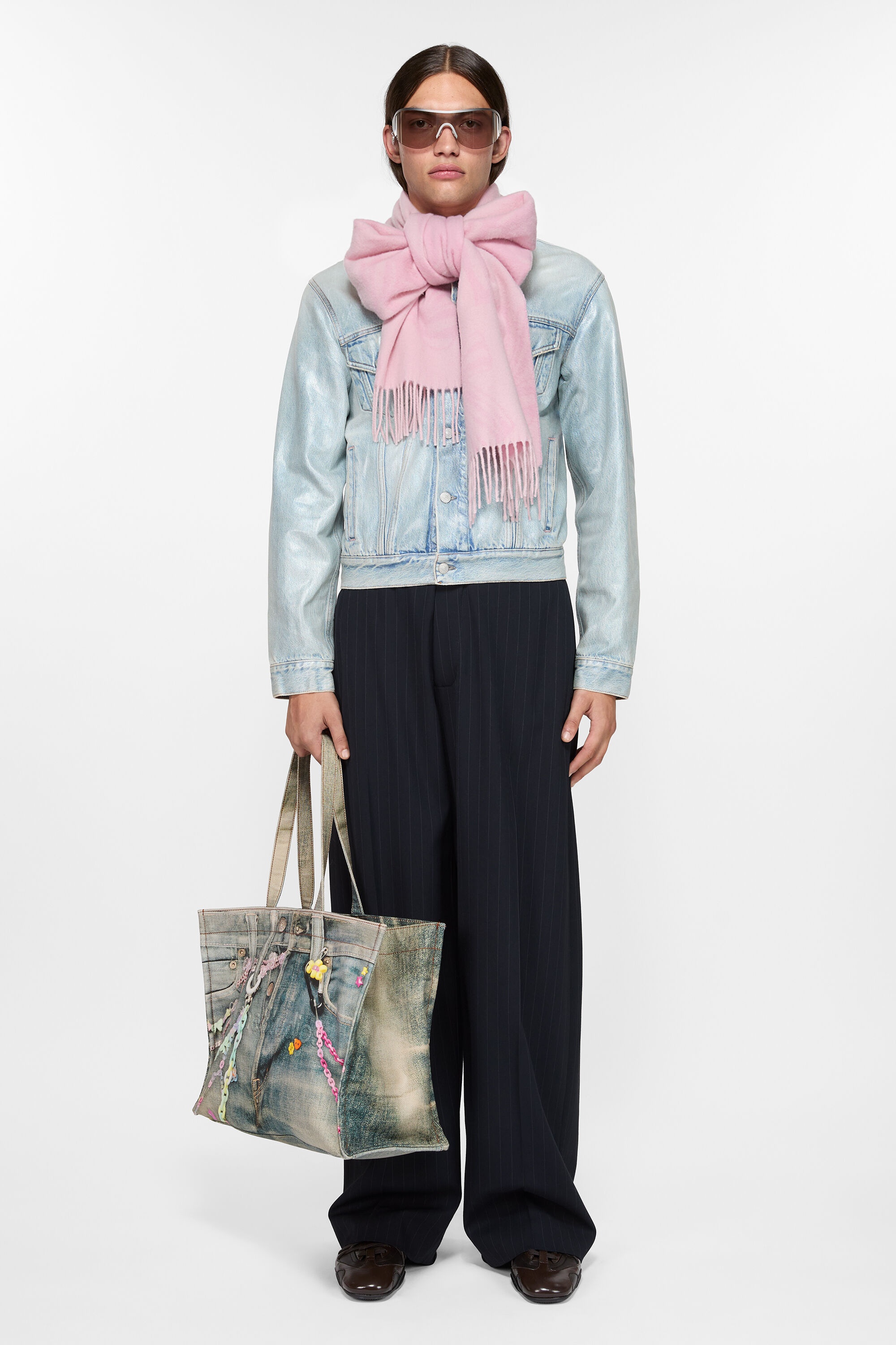 Cashmere jacquard scarf - Baby pink - 3
