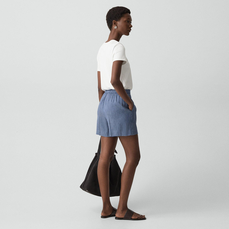 Theory Wide-Leg Pull-On Short in Fluid Linen outlook
