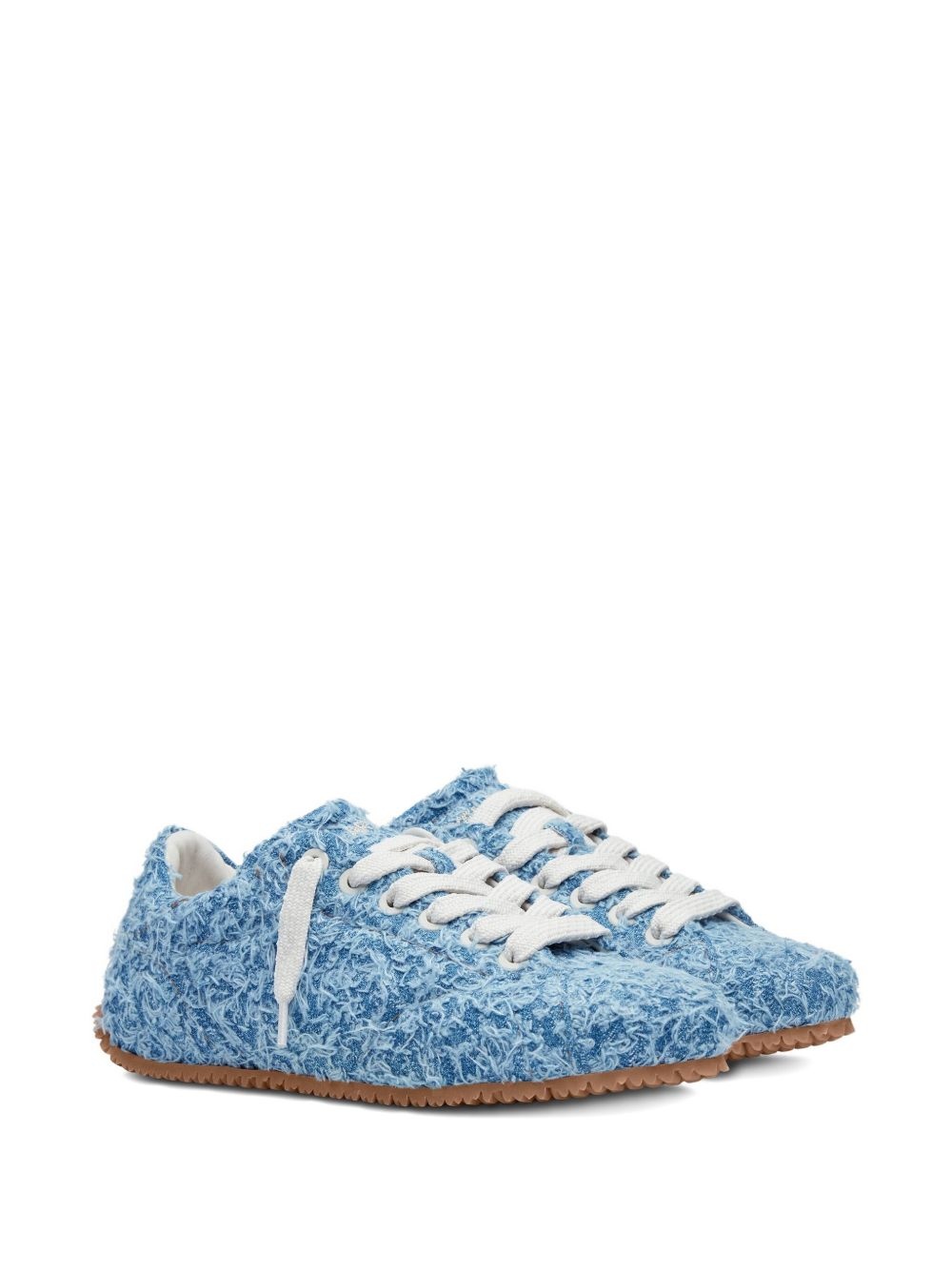 Tact frayed-denim lace-up sneakers - 3