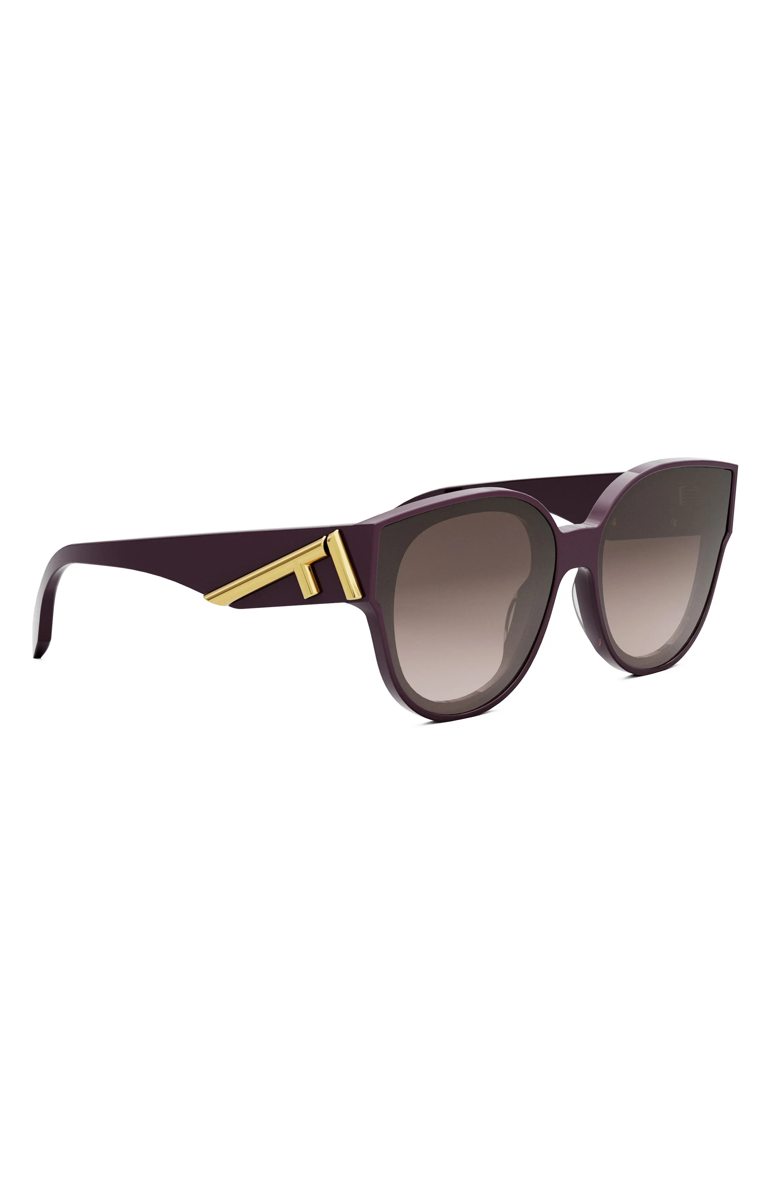 'Fendi First 63mm Gradient Oversize Round Sunglasses in Shiny Violet /Gradient Brown - 7