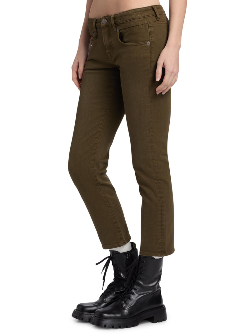 Women's Boy Straight-Leg Crop Jeans - Military Green Stretch 4