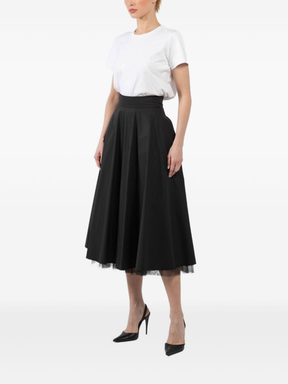 tulle-trimmed midi skirt - 2