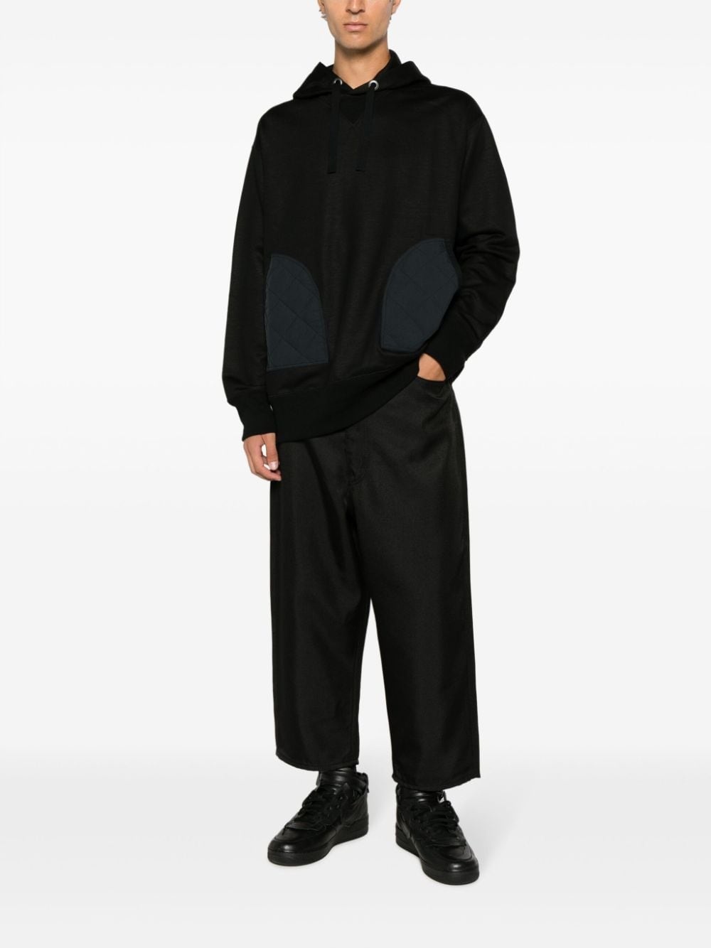 ripstop-panel cotton hoodie - 2