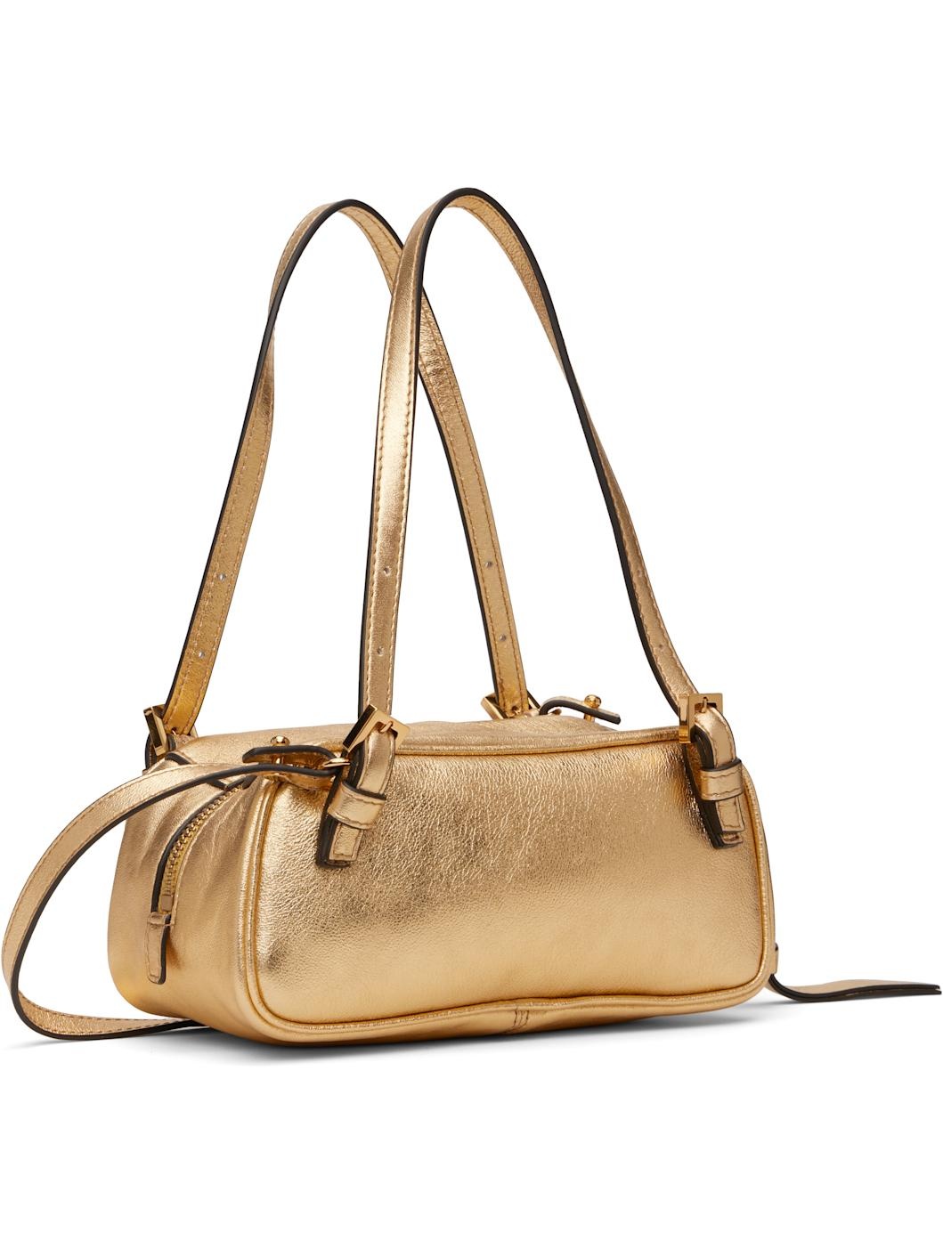 Gold 'Versace' Tag Bowling Metallic Mini Bag - 3