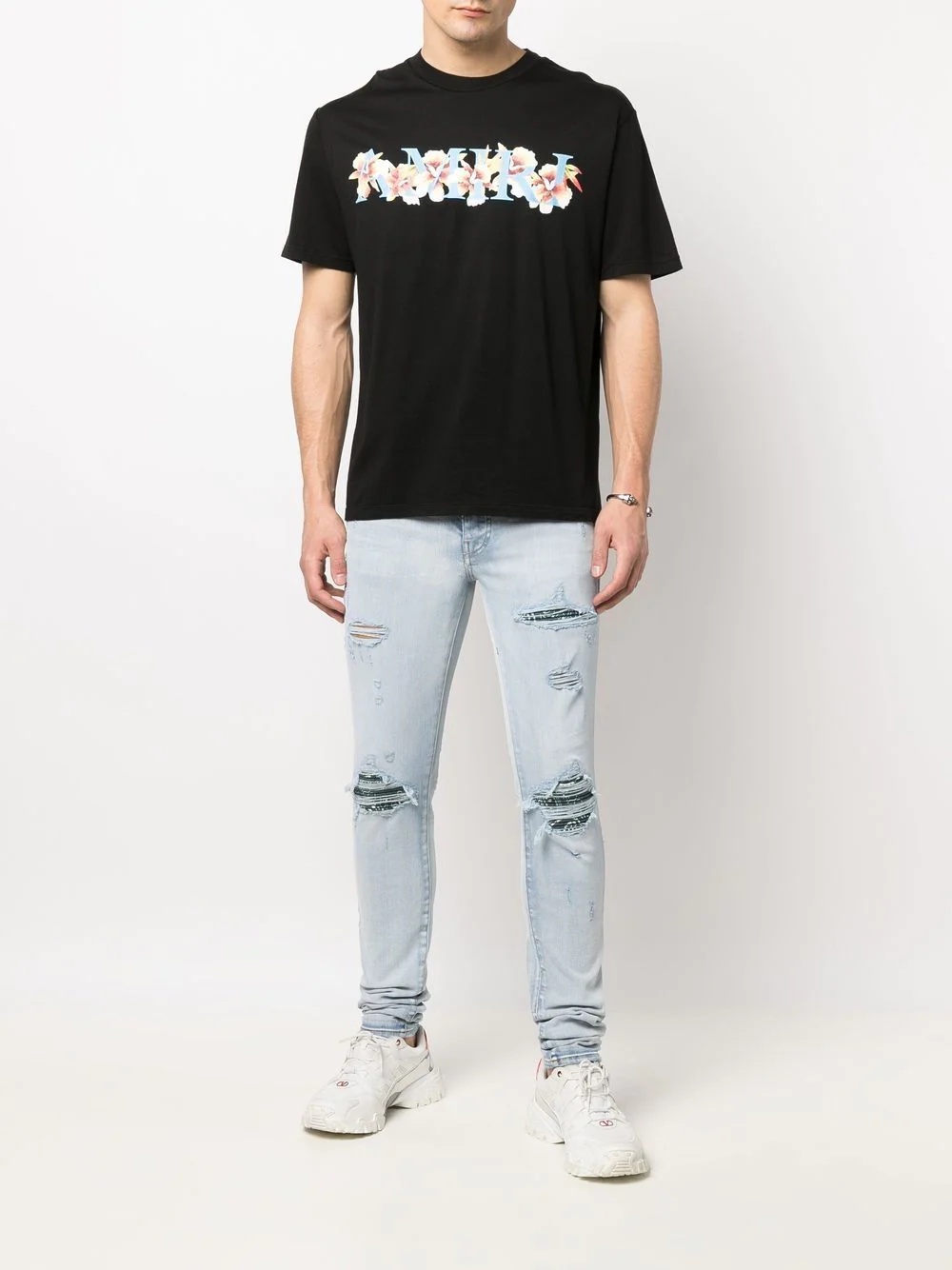 floral-print logo T-shirt - 2