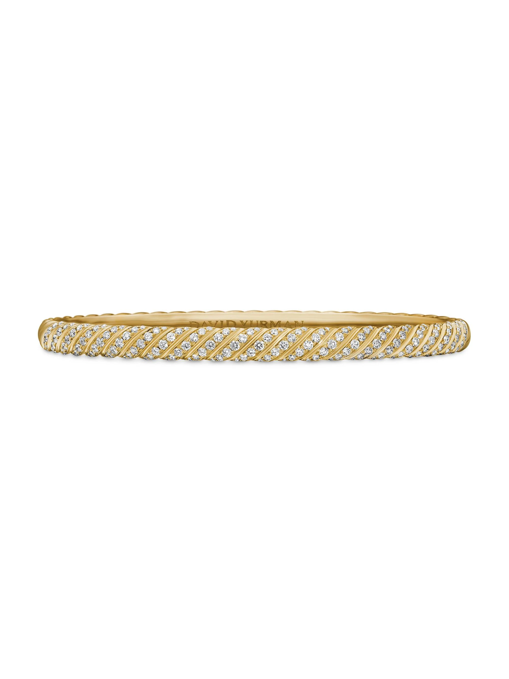 Women's Sculpted Cable Bangle Bracelet In 18K Yellow Gold - Diamond - 1