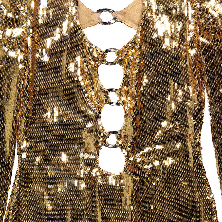 Burberry Corrine Sequin Cut-Out Maxi Dress in Gold - 8