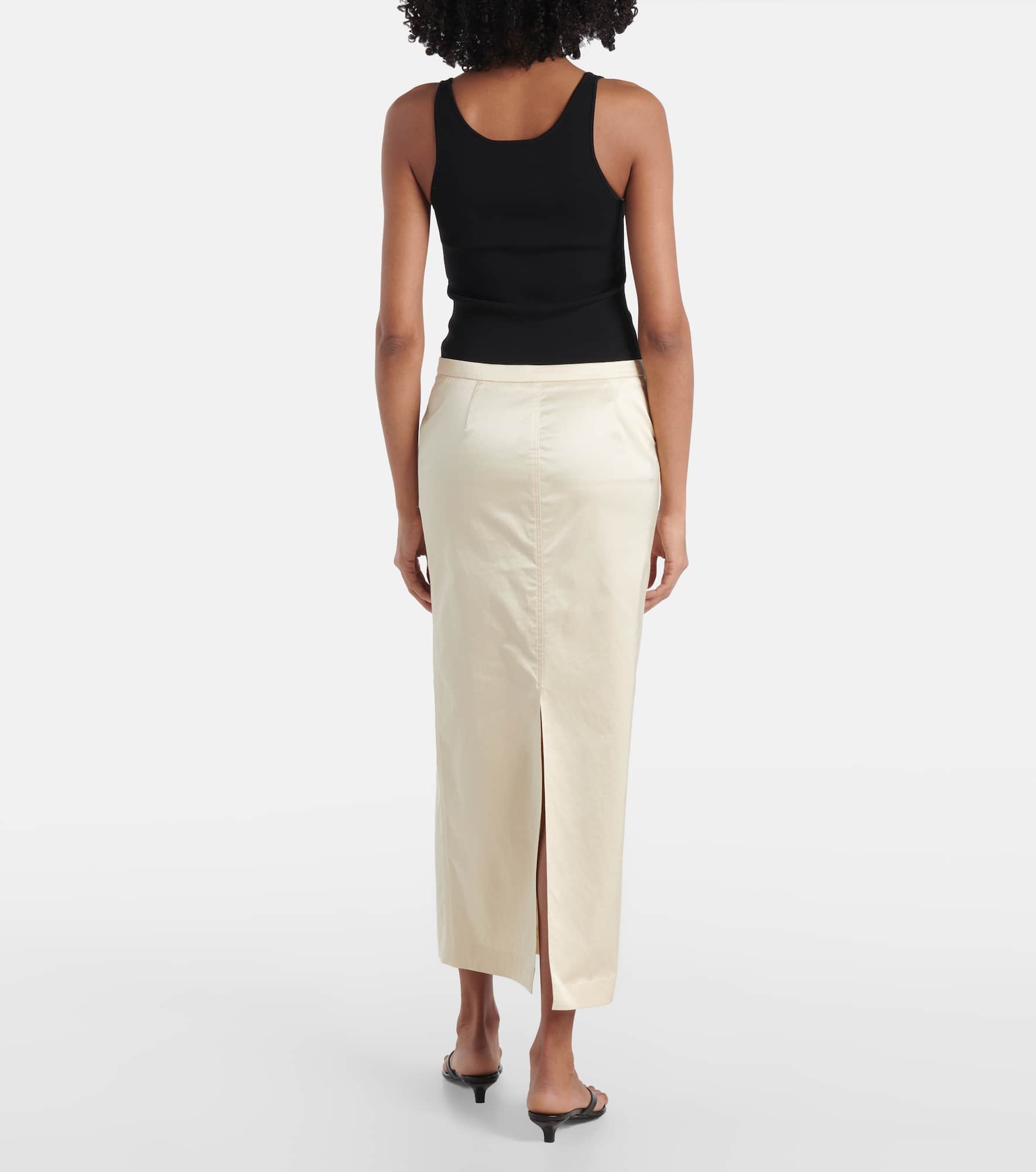 Cotton-blend satin maxi skirt - 2