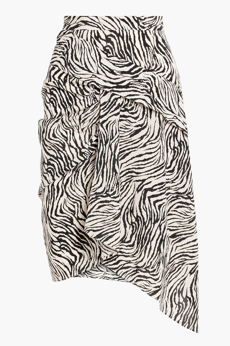 Roly asymmetric zebra-print silk-blend crepe de chine skirt - 1