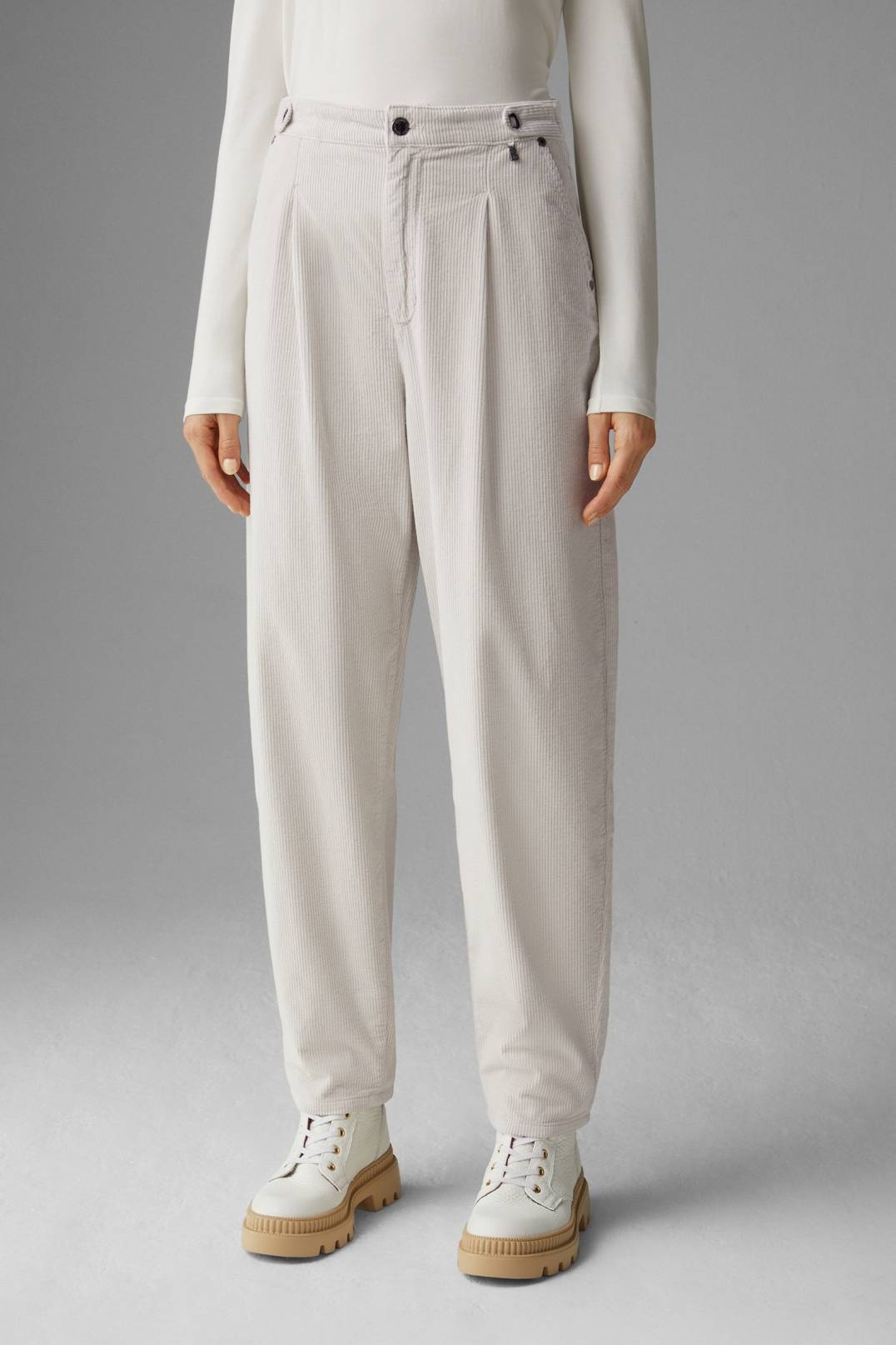 TISA TAPERED FIT CORDUROY PANTS IN OFF-WHITE - 2