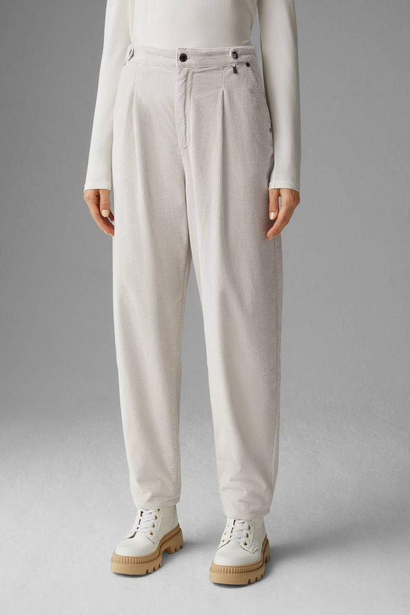 TISA TAPERED FIT CORDUROY PANTS IN OFF-WHITE 2