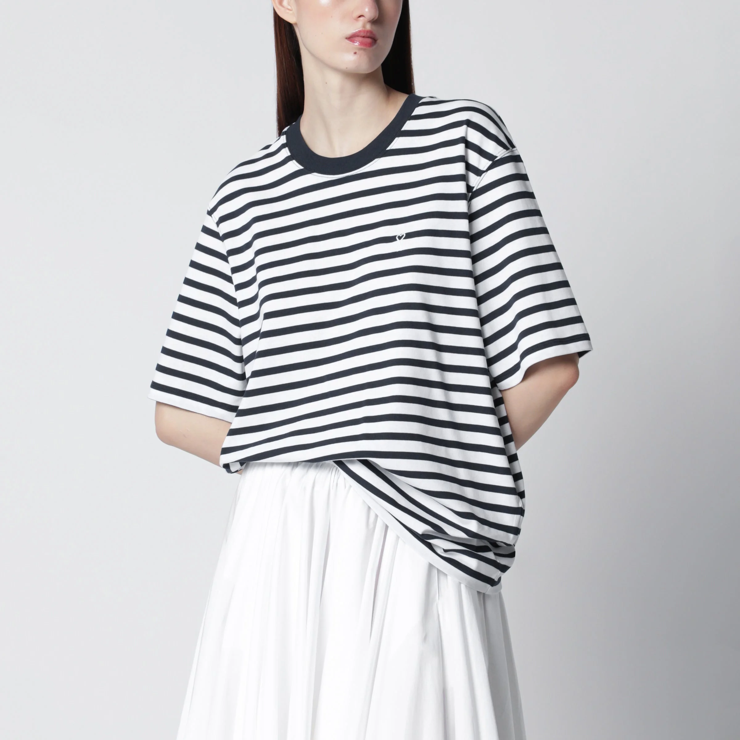 Blue/white striped Ami de Coeur T-shirt by Ami Paris - 1