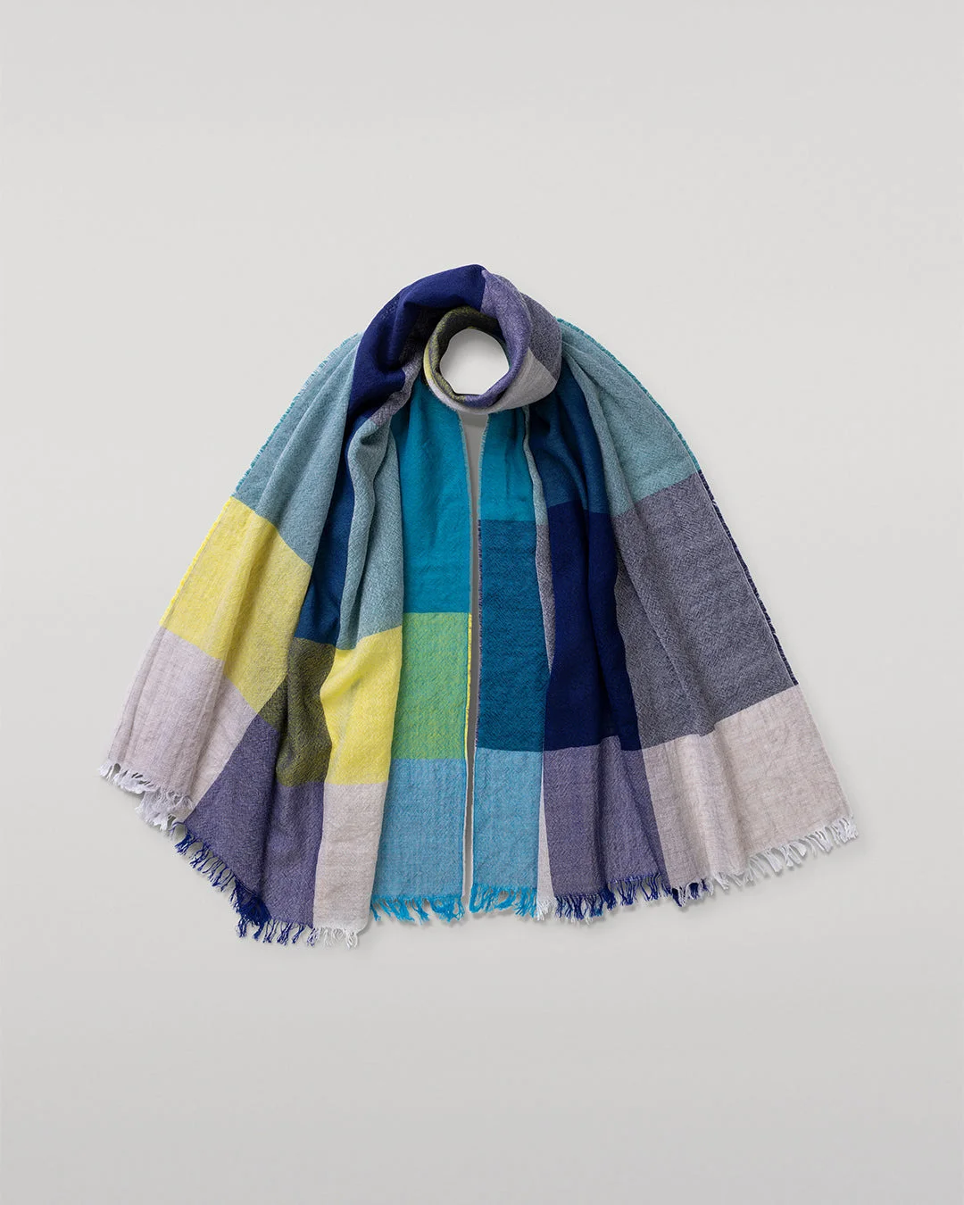 Ethie Navy & Lime Green Wool Scarf - 1