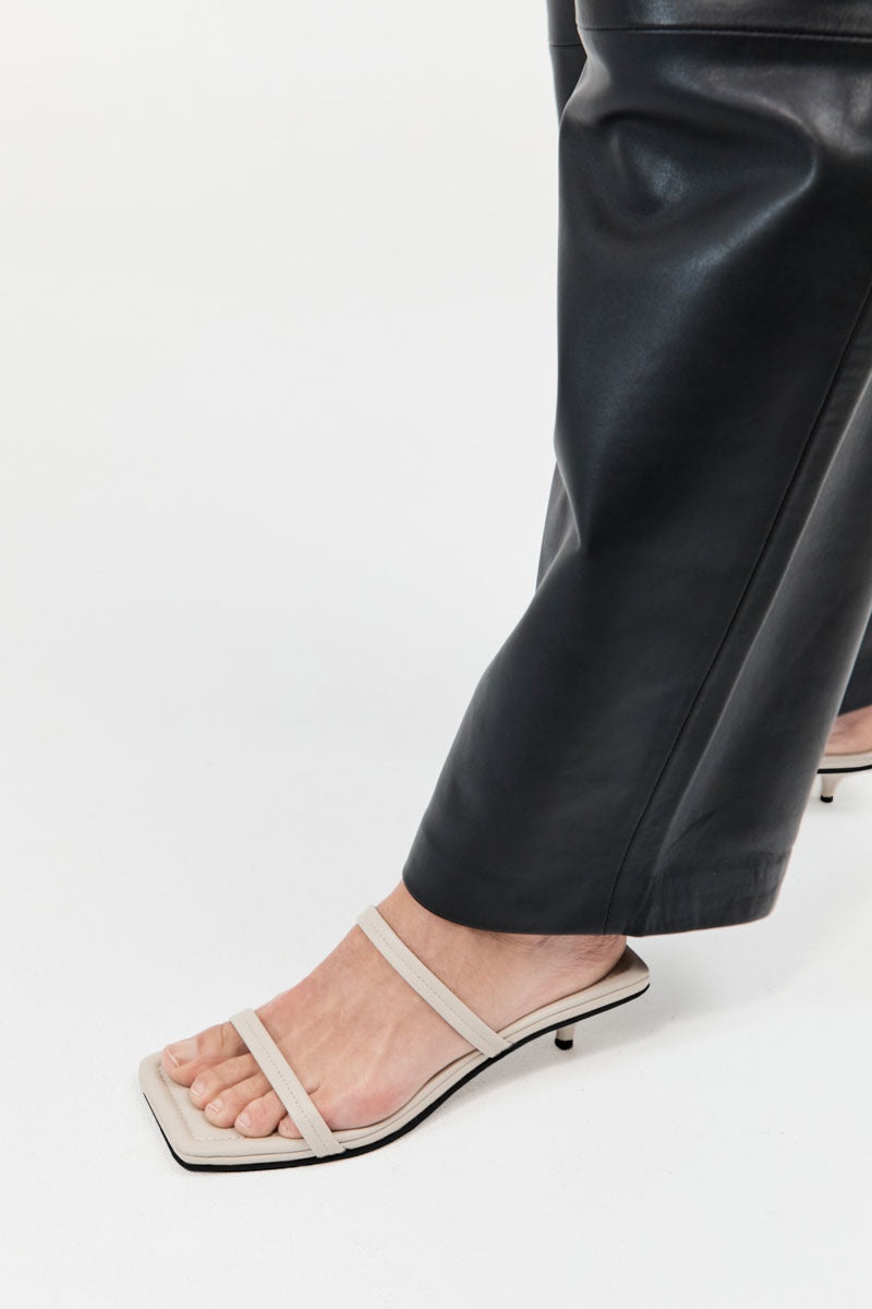 Fine Strap Kitten Heel - Creme - 6