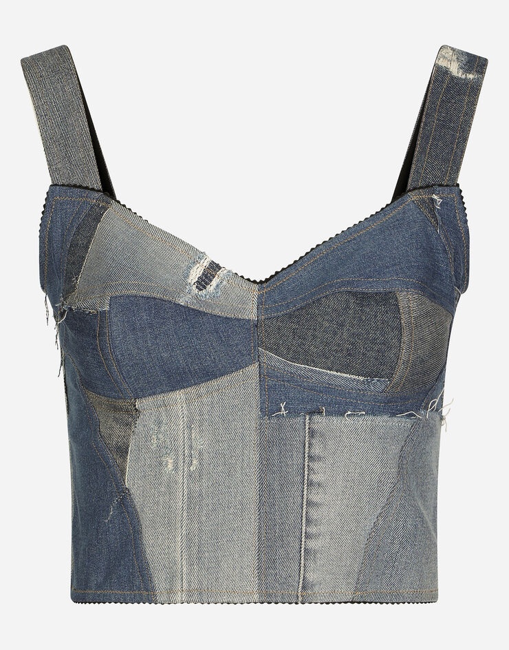 Patchwork denim corset - 1