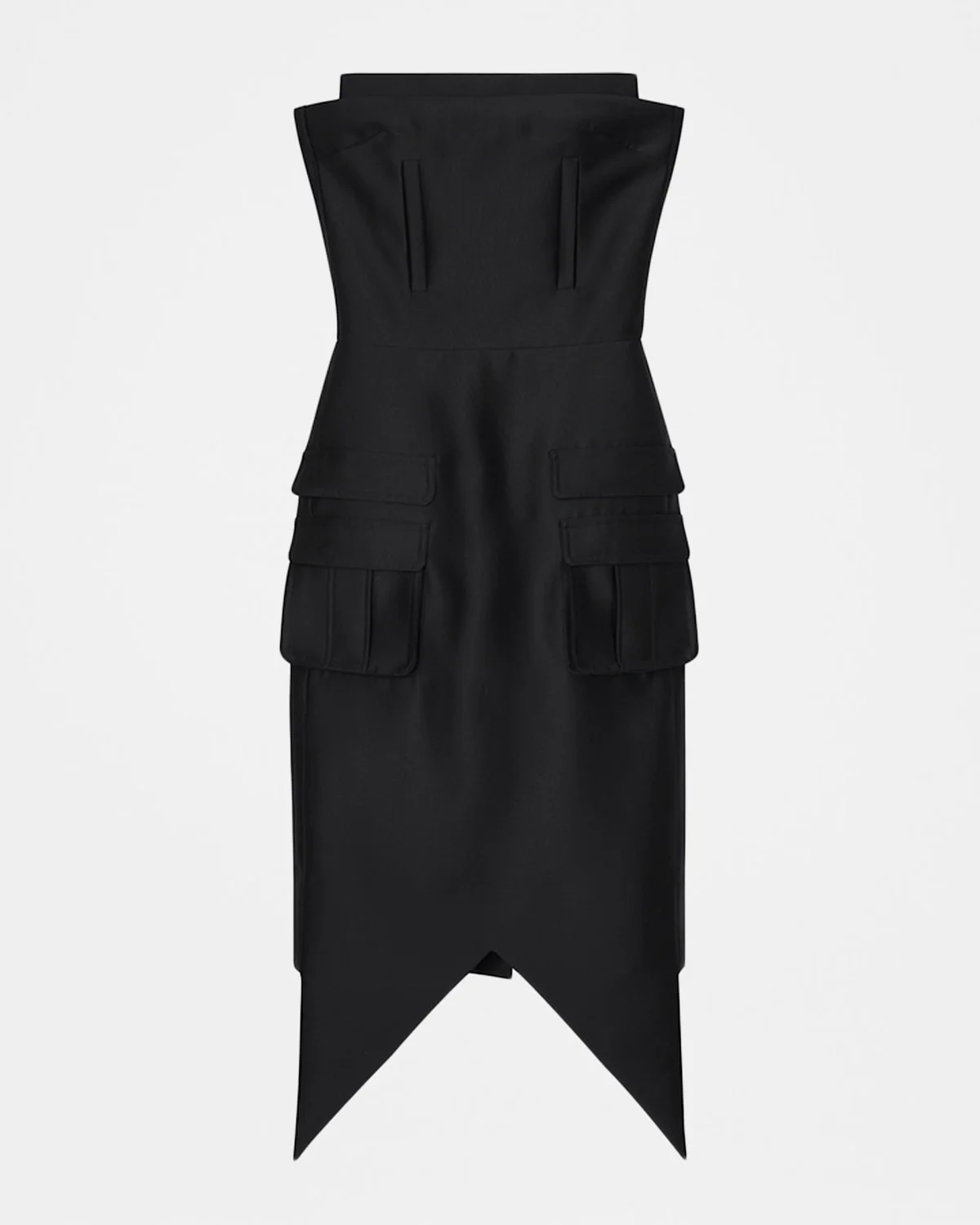 Strapless Triangular Hem Midi Dress - 1