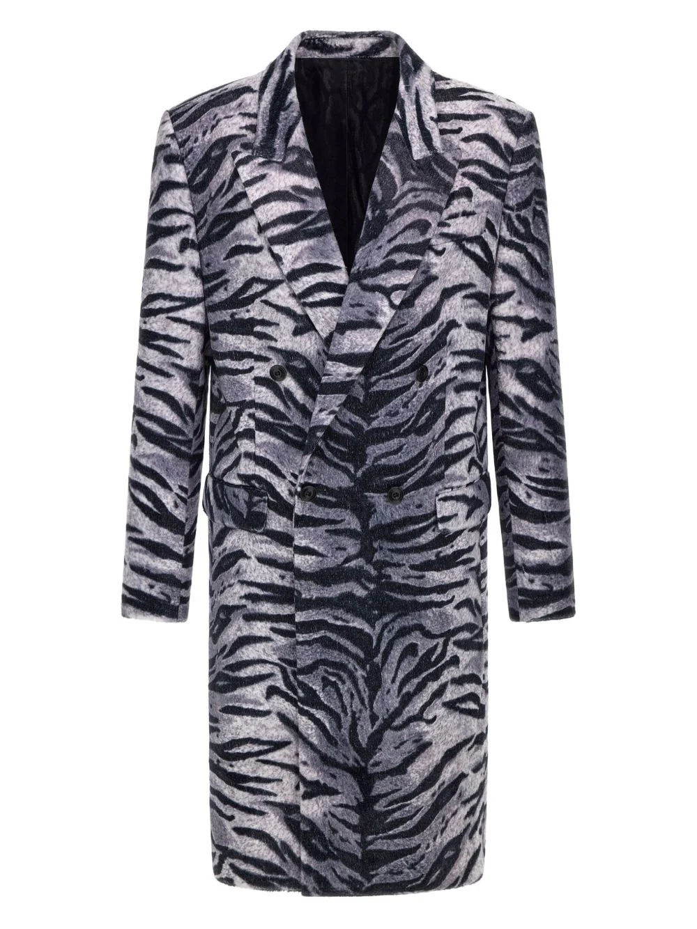 tiger-print double-breasted coat - 1