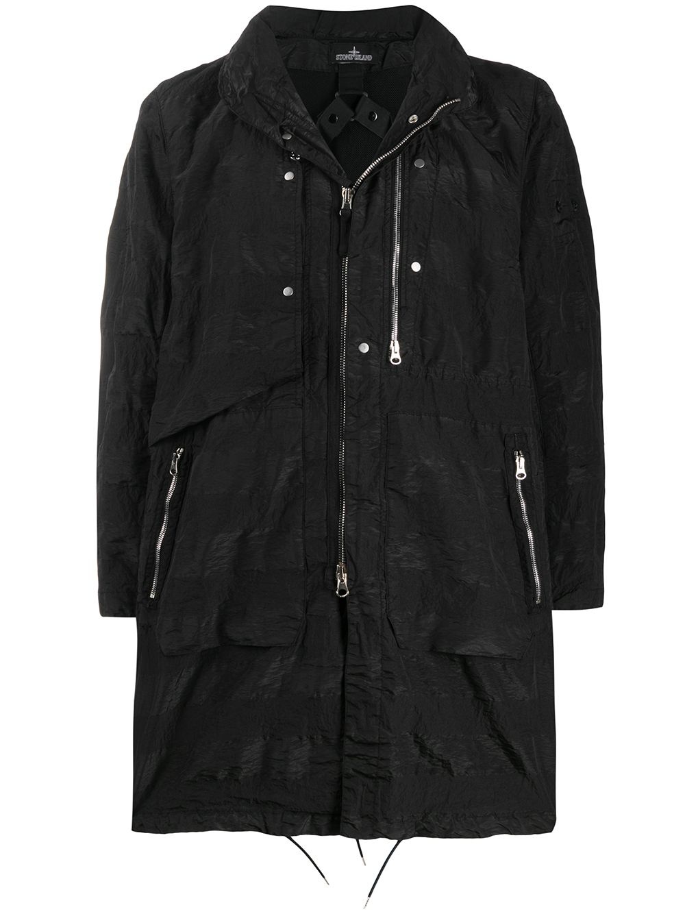 stowable hood zip-up parka - 1