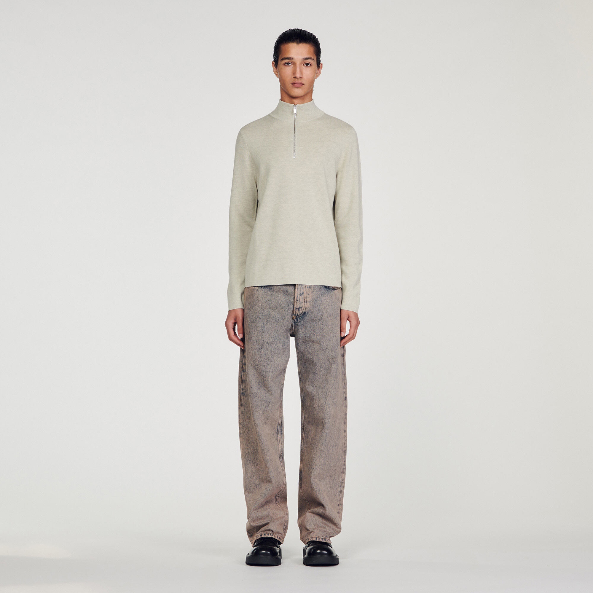 WOOL SWEATER WITH ZIPPED COLLAR - 3
