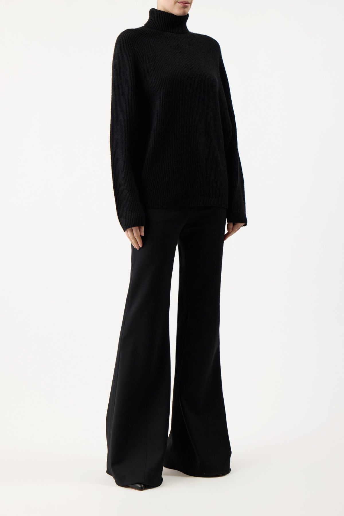 Wigman Knit Turtleneck Sweater in Black Cashmere - 3