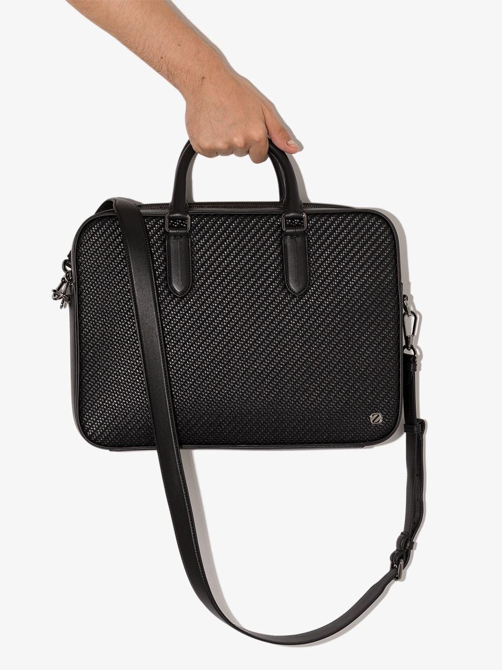 woven leather briefcase - 4