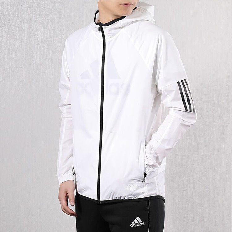 adidas Stripe Casual Sports Hooded Jacket White DU1962 - 4