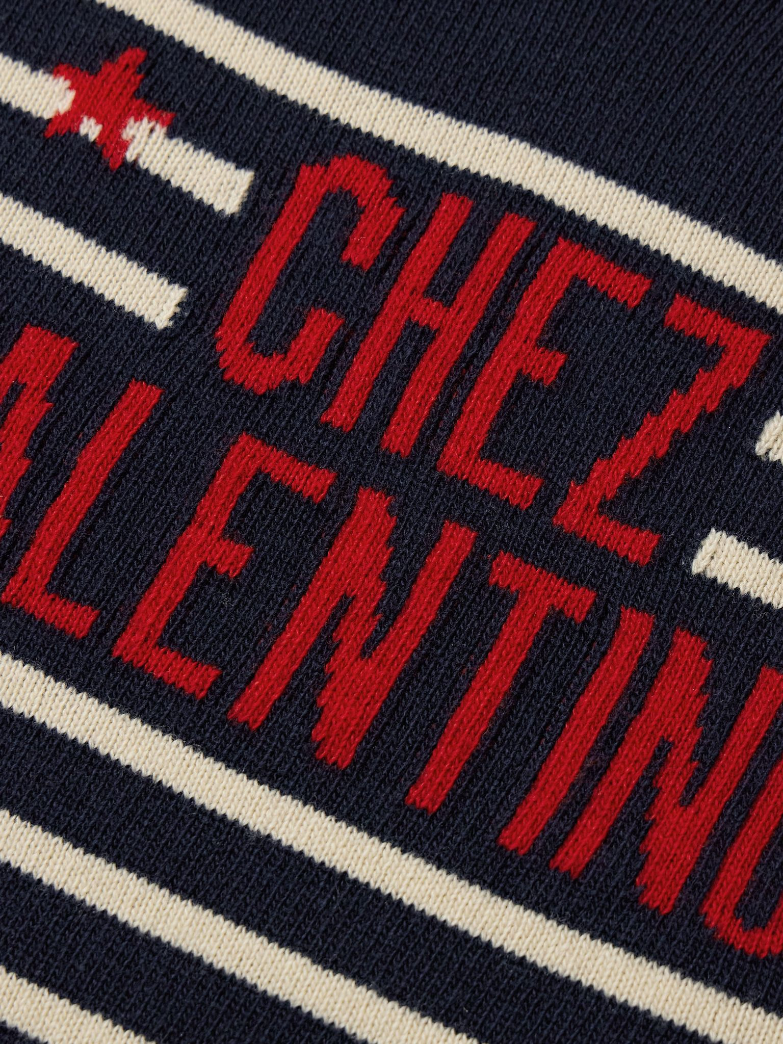 Logo-Intarsia Striped Virgin Wool Sweater Navy - 4