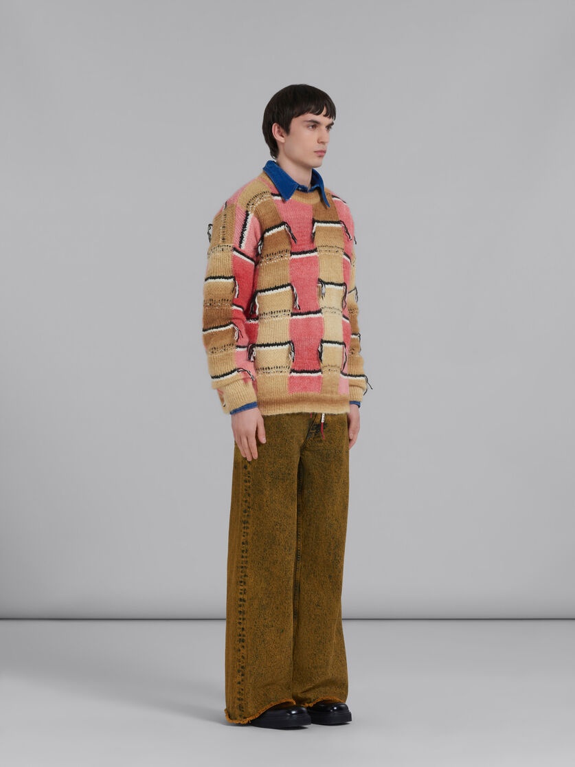 BROWN MOHAIR JUMPER WITH INTARSIA MOTIF - 5