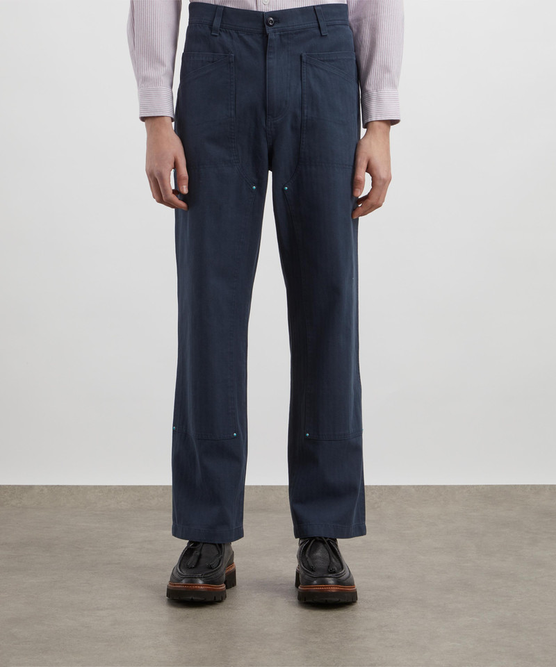 UNIFORM BRIDGE Navy Double Knee Stud Trousers outlook