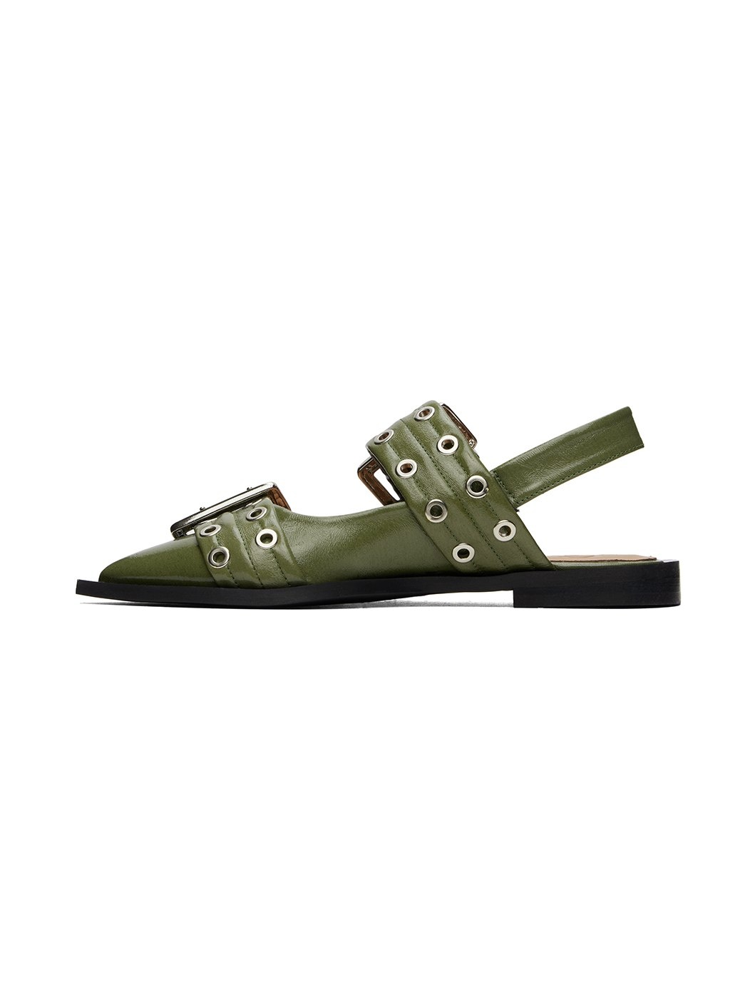 Khaki Feminine Buckle Ballerina Flats - 3